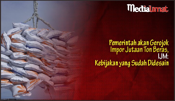  Pemerintah akan Gerojok Impor Jutaan Ton Beras, IJM: Kebijakan yang Sudah Didesain